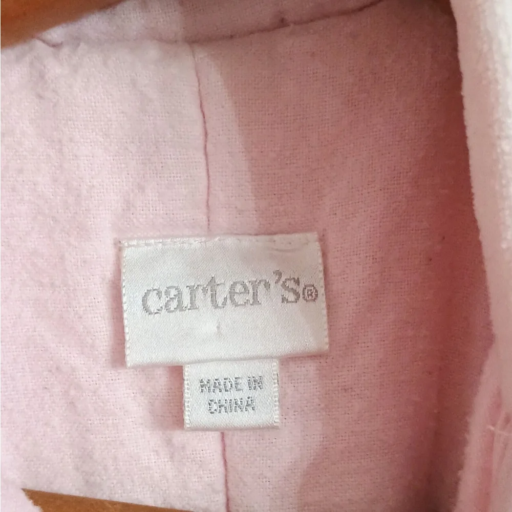 Vintage Carter's Pink Velour Plush Soft Snowsuit Girls 3-6 Mo Hooded Bunny